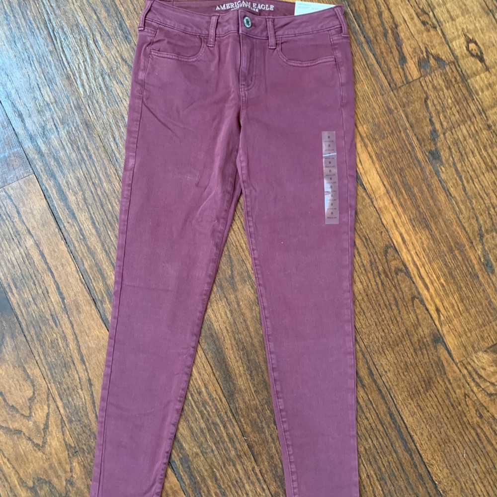 American Eagle Outfitters Maroon Jeggings Jeans